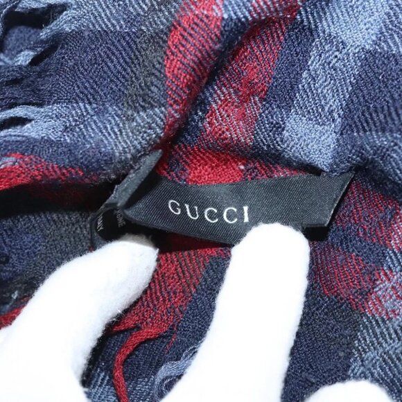GUCCI Stole Wool Navy Auth SW820 - Picture 8 of 12